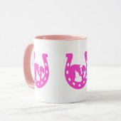 Mug Fille avec cheval et Casquette occidental Hot rose (Devant gauche)