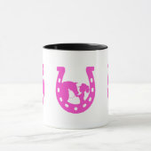 Mug Fille avec cheval et Casquette occidental Hot rose (Centre)