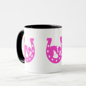 Mug Fille avec cheval et Casquette occidental Hot rose (Devant gauche)