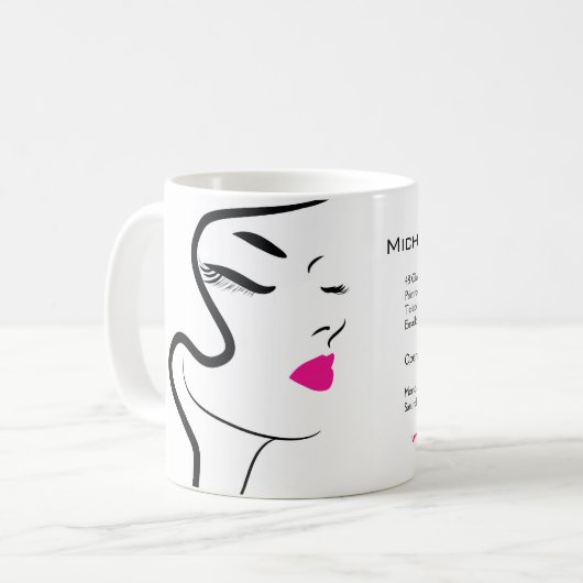 Mug Fille avec cheveux ondulés Coiffure icône de marqu (Devant gauche)