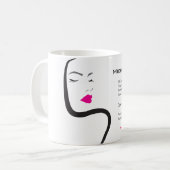 Mug Fille avec cheveux ondulés Coiffure icône de marqu (Devant gauche)
