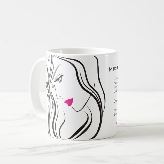 Mug Fille avec cheveux ondulés Coiffure icône de marqu (Devant gauche)