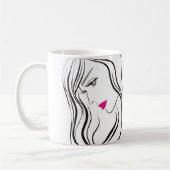Mug Fille avec cheveux ondulés Coiffure icône de marqu (Gauche)