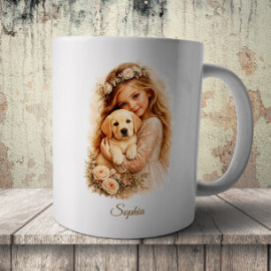 Mug Fille avec chiot Labrador