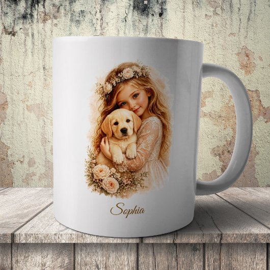 Mug Fille avec chiot Labrador
