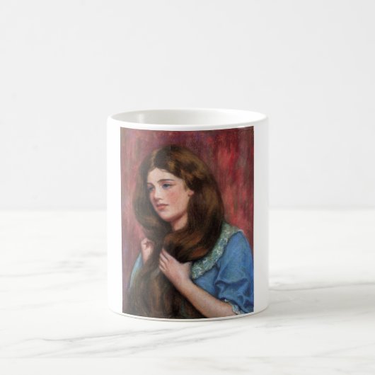 Mug Fille avec de beaux longs cheveux bruns (Centre)