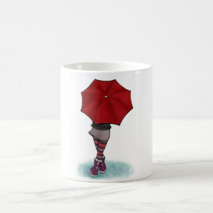 Mug fille avec des parapluies effiloche