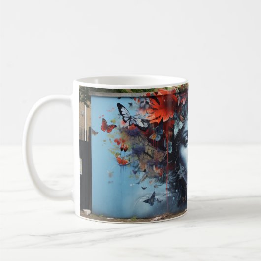 Mug Fille avec fleurs Version 1 (Gauche)