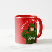 Mug Fille avec grenouille verte Sweat - shirt à capuch (Devant droit)