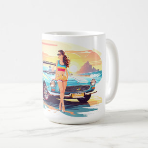 Mug Fille avec la voiture et la nature de rêve
