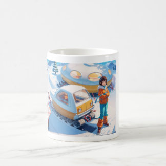 Mug Fille avec motoneige rétro