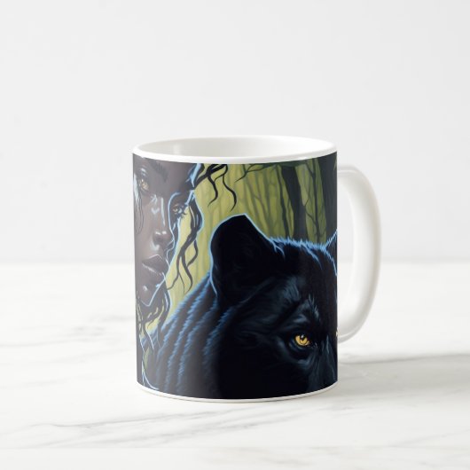 Mug Fille avec panthère noire (Devant droit)