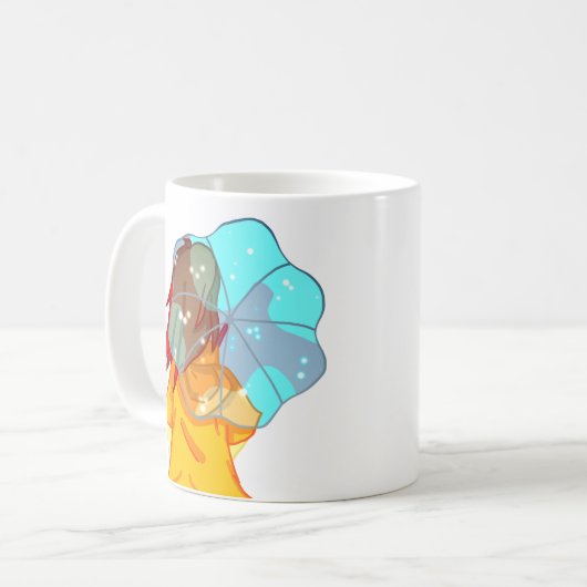 Mug Fille avec parapluie dans le dessin éolien (Devant gauche)