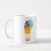 Mug Fille avec parapluie dans le vent Dessin (Gauche)