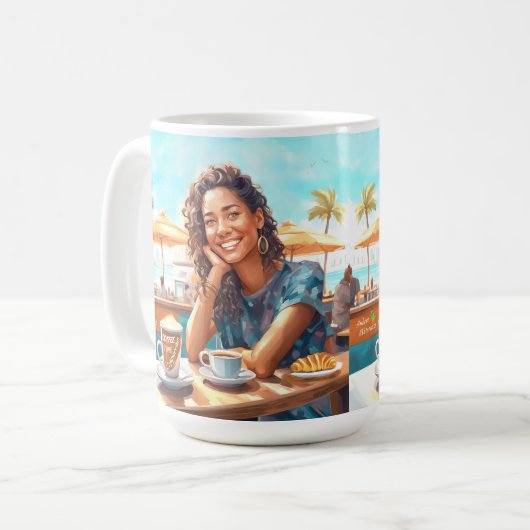 Mug Fille avec pause café (Devant gauche)