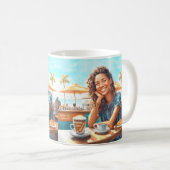 Mug Fille avec pause café (Devant droit)