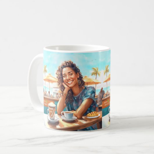 Mug Fille avec pause café (Devant gauche)