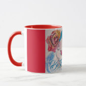 Mug Fille avec Rose Rouge Beret Aquarelle Soyez Vrai P (Gauche)