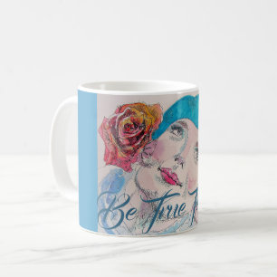 Mug Fille avec Rouge Rose Beret Aquarelle Boug Cadeau