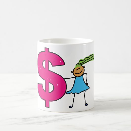 Mug Fille Avec Un Panneau Dollar