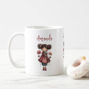 Mug Fille avec une poupée grenouille mignonne fantaisi