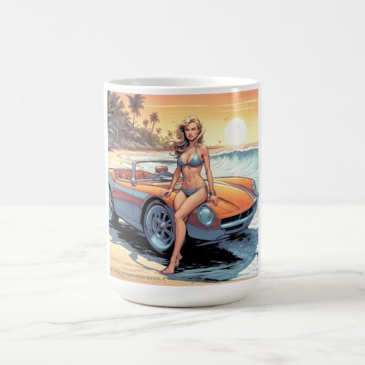 Mug Fille avec voiture de sport (Centre)