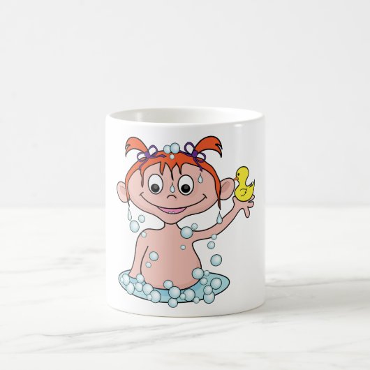Mug Fille Bath Time Amusant avec canard en caoutchouc  (Centre)