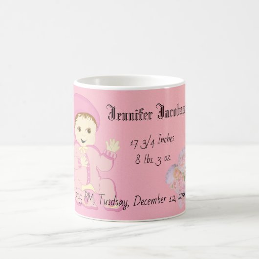 Mug Fille bébé en rose avec fleurs (Centre)
