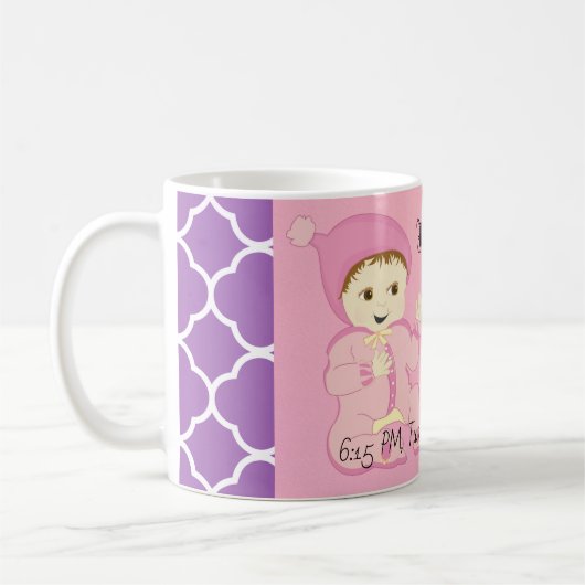 Mug Fille bébé en rose avec fleurs (Gauche)