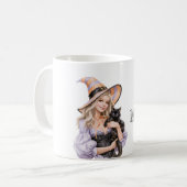 Mug Fille Blonde Chat Noir Halloween (Devant gauche)