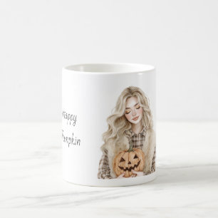 Mug Fille Blonde Citrouille Heureuse Halloween