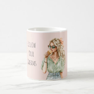 Mug Fille blonde cône de glace à l'arc pêche