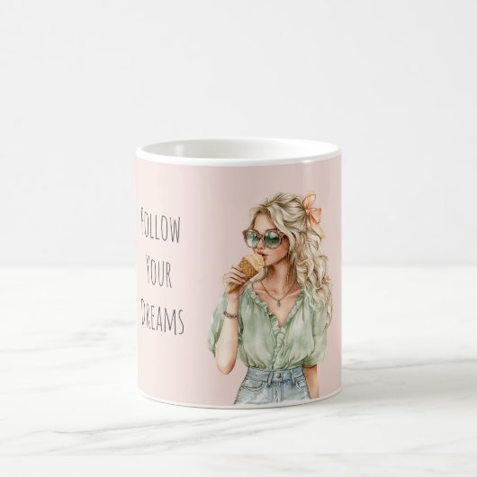 Mug Fille blonde cône de glace à l'arc pêche (Centre)
