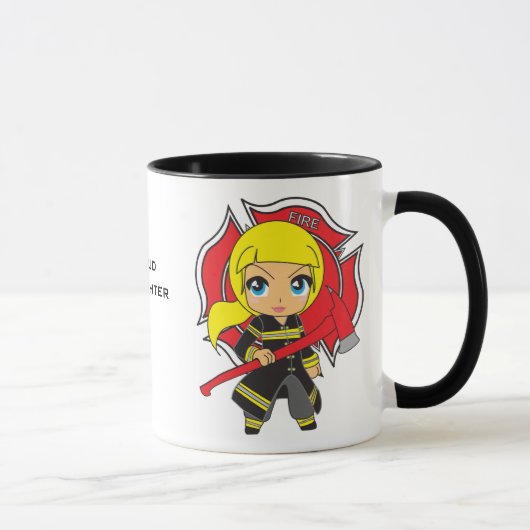 Mug Fille blonde de sapeur-pompier de Kawaii (Droite)