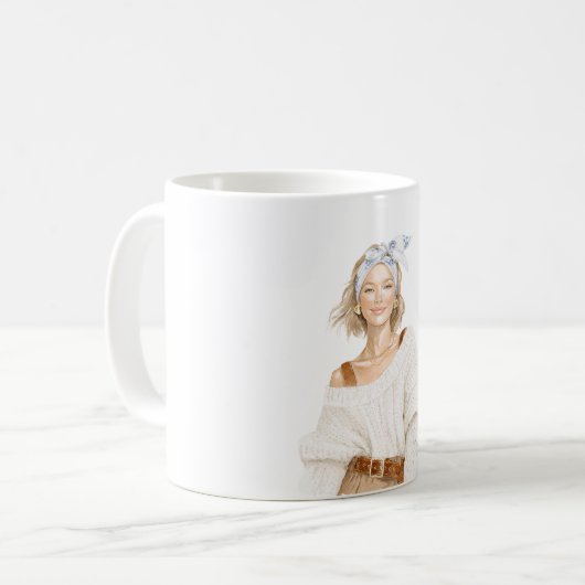Mug Fille blonde pull blanc (Devant gauche)