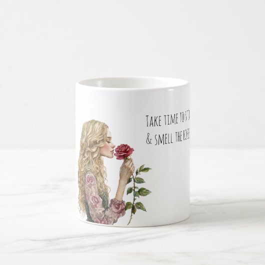 Mug Fille blonde qui sent les roses (Centre)
