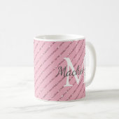 Mug Fille Blush Parties scintillant rose rayures Monog (Devant droit)