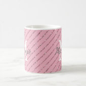 Mug Fille Blush Parties scintillant rose rayures Monog (Centre)