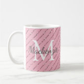 Mug Fille Blush Parties scintillant rose rayures Monog (Gauche)