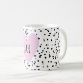 Mug Fille Blush Pink Heart Monogramme Arrière - plan (Devant droit)