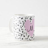 Mug Fille Blush Pink Heart Monogramme Arrière - plan (Devant gauche)