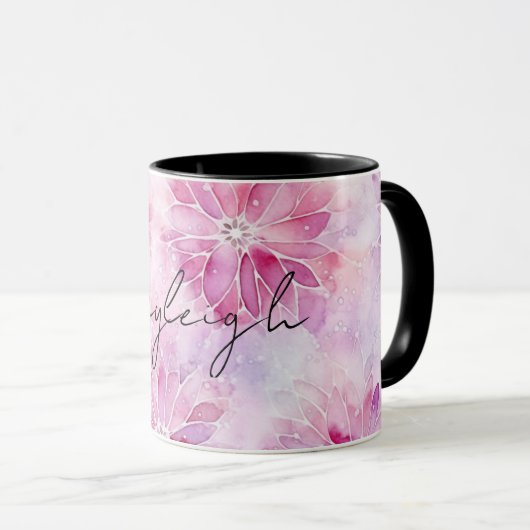 Mug Fille Blush Rose Chic Lavande Florale (Devant droit)