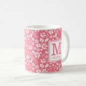 Mug Fille Blush rose Fleurs tropicales Monogramme (Devant droit)