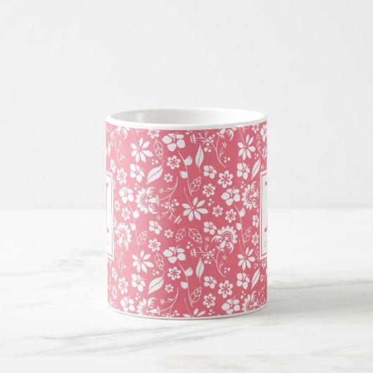 Mug Fille Blush rose Fleurs tropicales Monogramme (Centre)