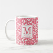 Mug Fille Blush rose Fleurs tropicales Monogramme (Gauche)