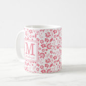 Mug Fille Blush rose Fleurs tropicales Monogramme (Devant gauche)