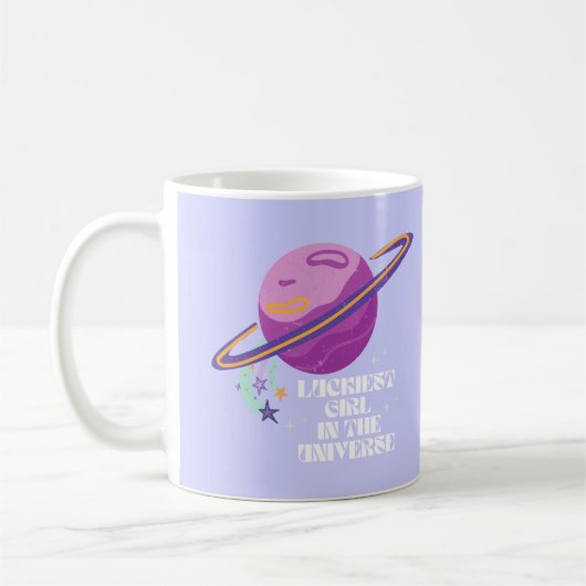 Mug Fille chanceuse, Fille chanceuse, Lucky, Affirmati (Gauche)