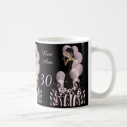 Mug Fille chique de diva de personnaliser - rose (Droite)