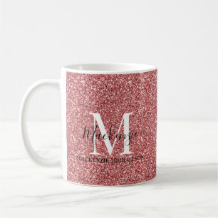 Mug Fille Corail Parties scintillant rouge Nom du mono