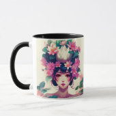 Mug Fille d'anime couronnée de fleurs de lotus (Gauche)